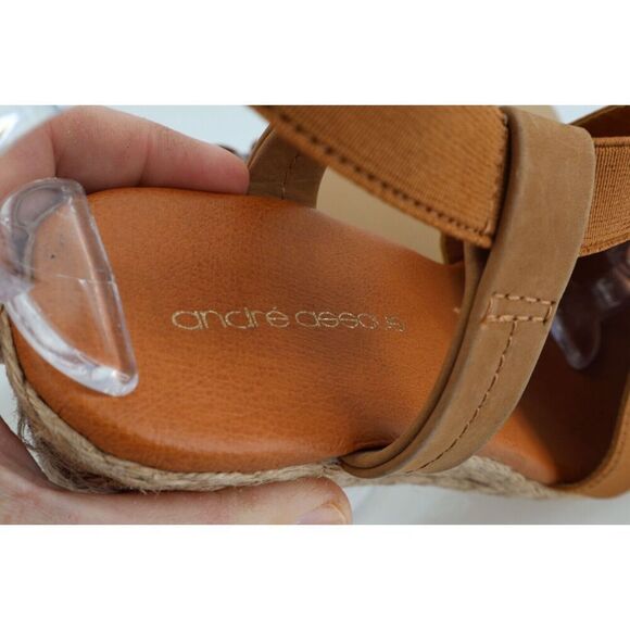 Andre Assous Nanda Espadrille Sandal Size 11M Brown Leather Slingback Wedge - Picture 10 of 14